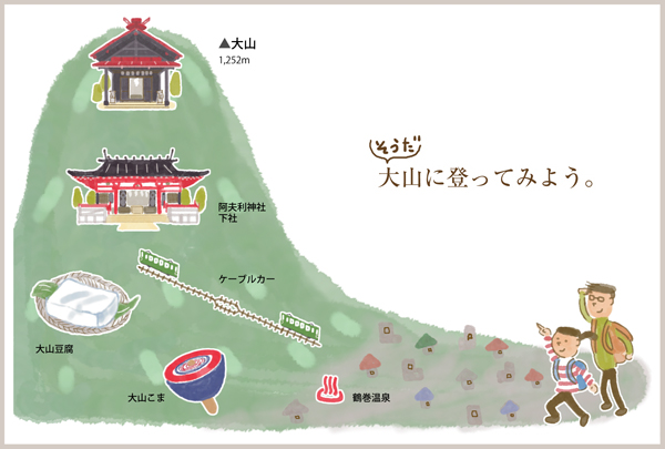 大山 神奈川 穴場の国内旅行 お散歩イラストガイド